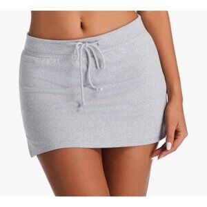 Women’s Mini Skort Drawstring Mid Waist Side Split Bodycon Y2K Casual Grey Large